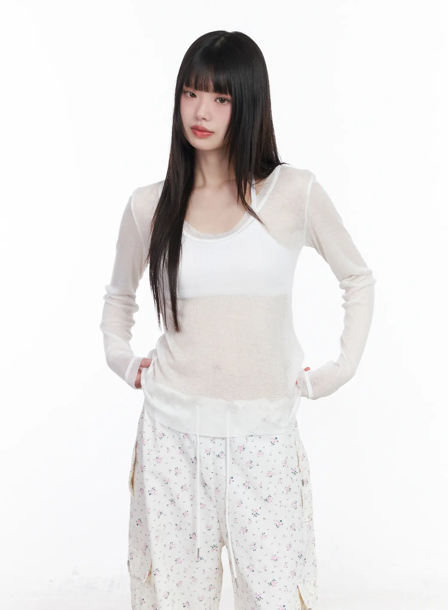 Sheer Long Sleeve Top CM526 - Image 2
