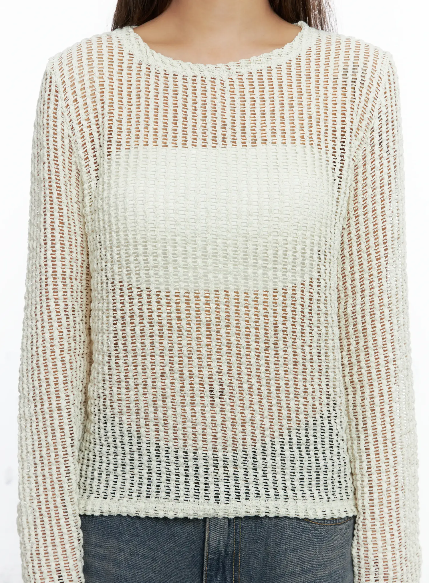 Sheer Mesh Knit Pullover CS504 - Image 8