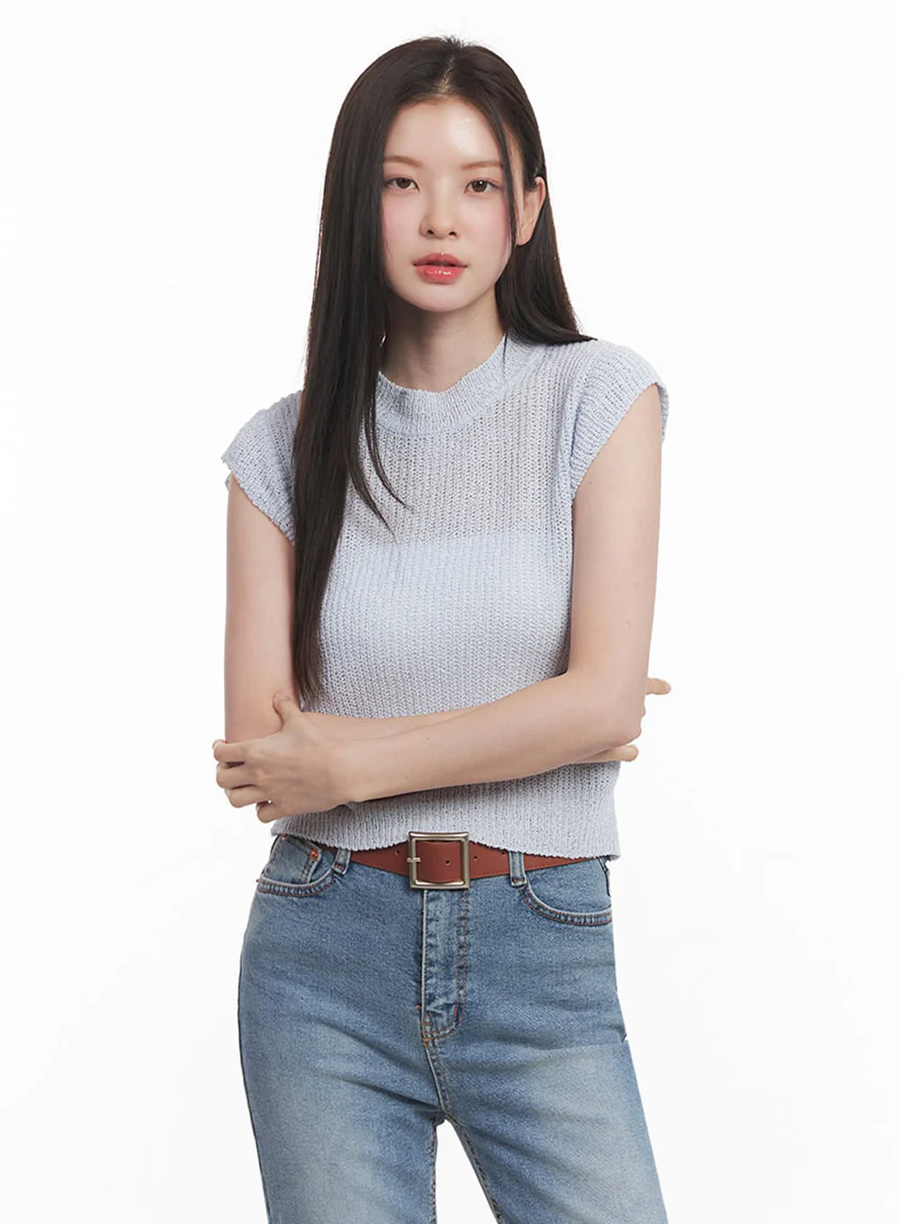 Sheer Mock-Neck Knit Top IY508 - Image 10