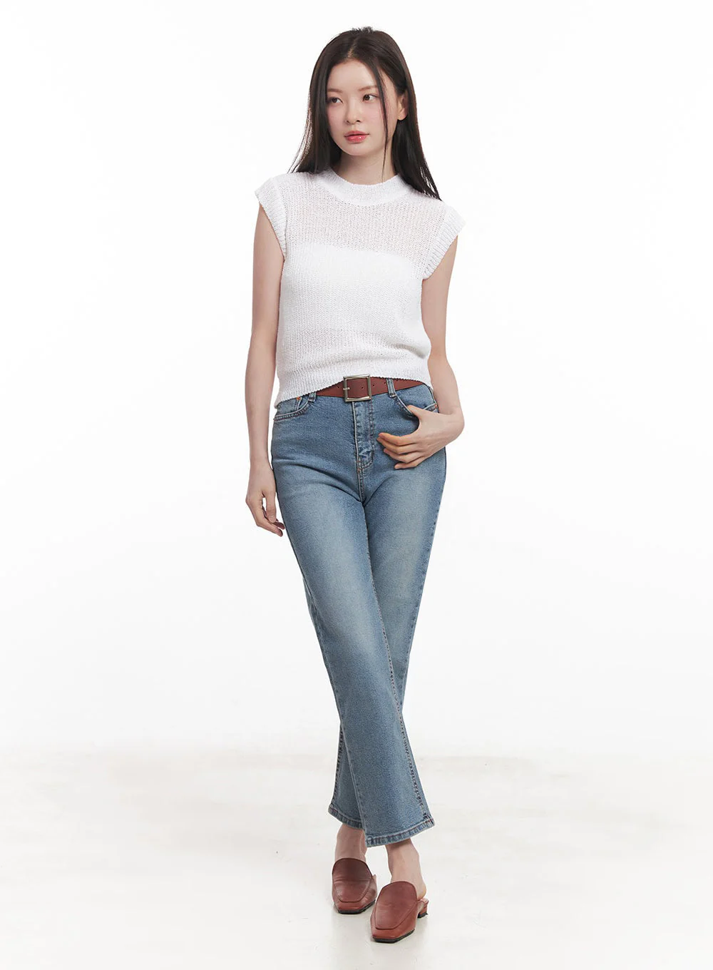 Sheer Mock-Neck Knit Top IY508 - Image 11