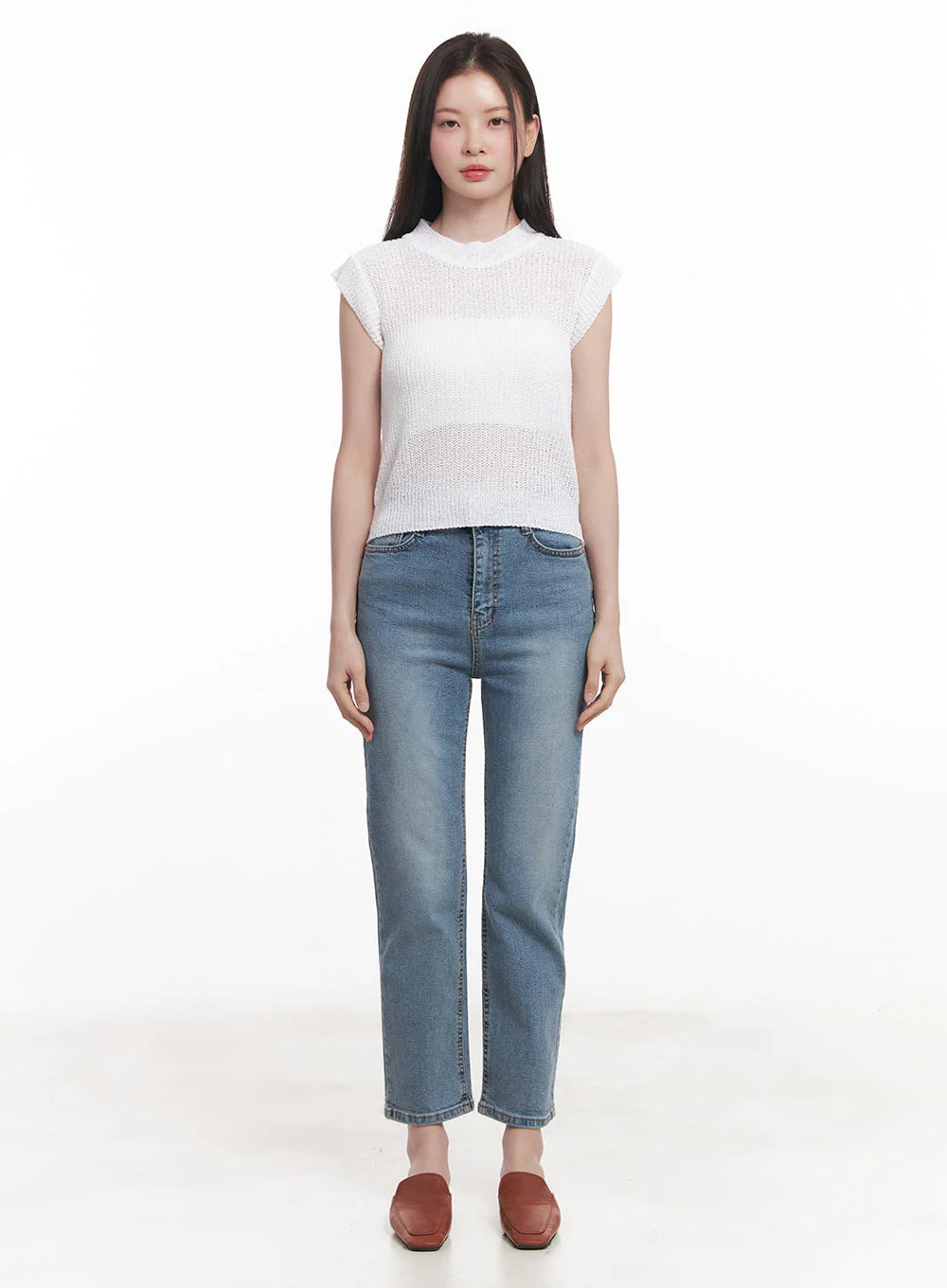 Sheer Mock-Neck Knit Top IY508 - Image 5