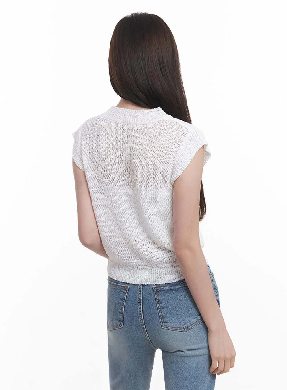 Sheer Mock-Neck Knit Top IY508 - Image 9