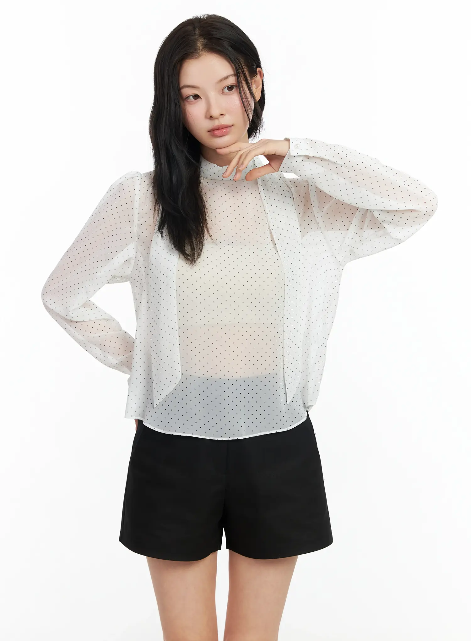 Sheer Polka Dot Blouse IM524 - Image 11