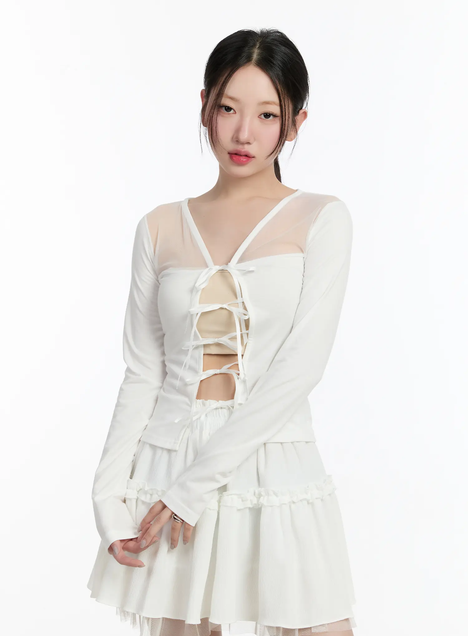 Sheer Ribbon Mesh Cardigan CM511 - Image 2