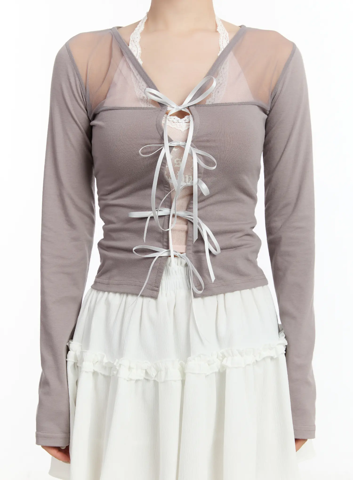 Sheer Ribbon Mesh Cardigan CM511 - Image 8