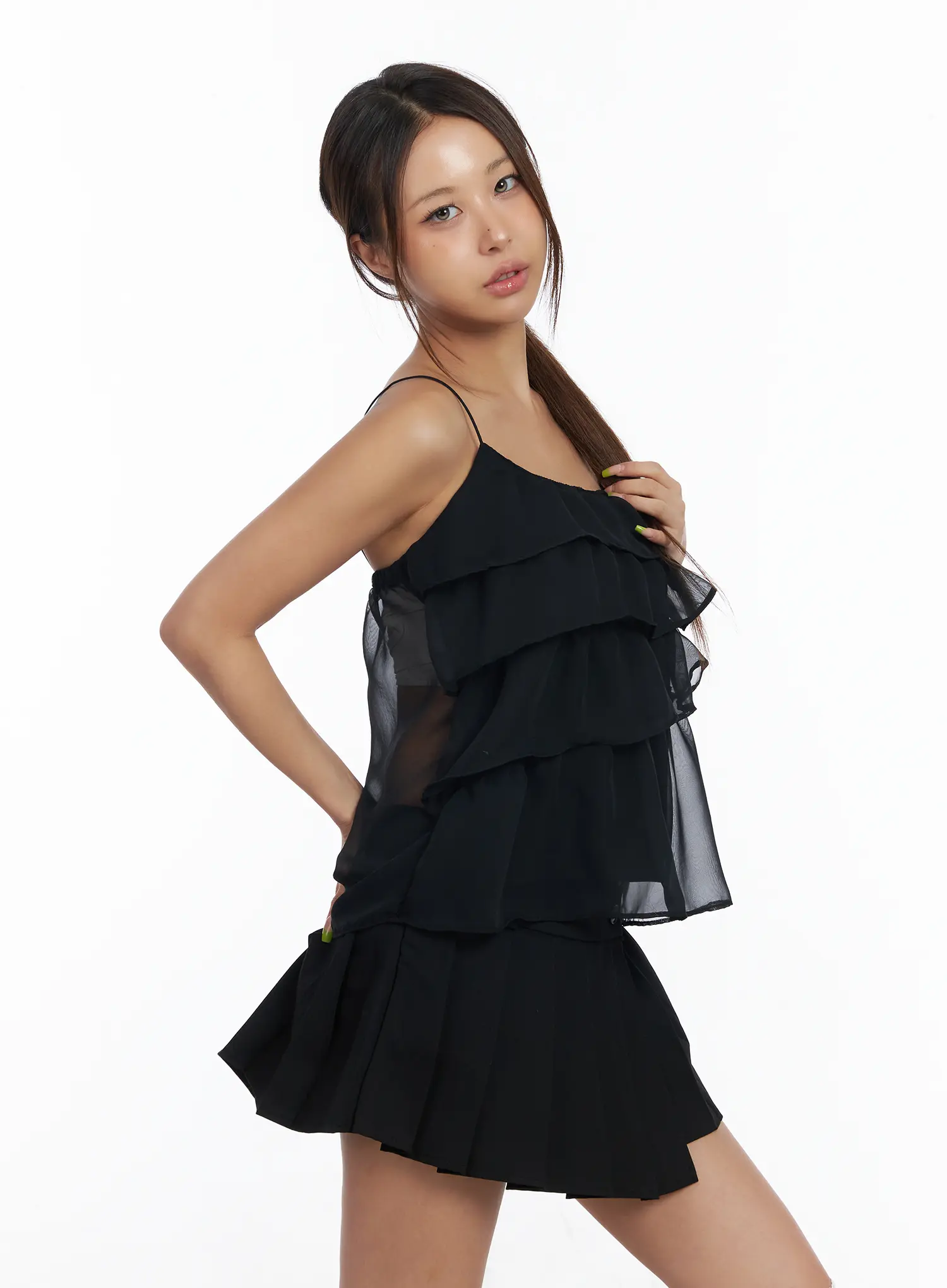 Sheer Ruffle Layered Cami Top CM520 - Image 2