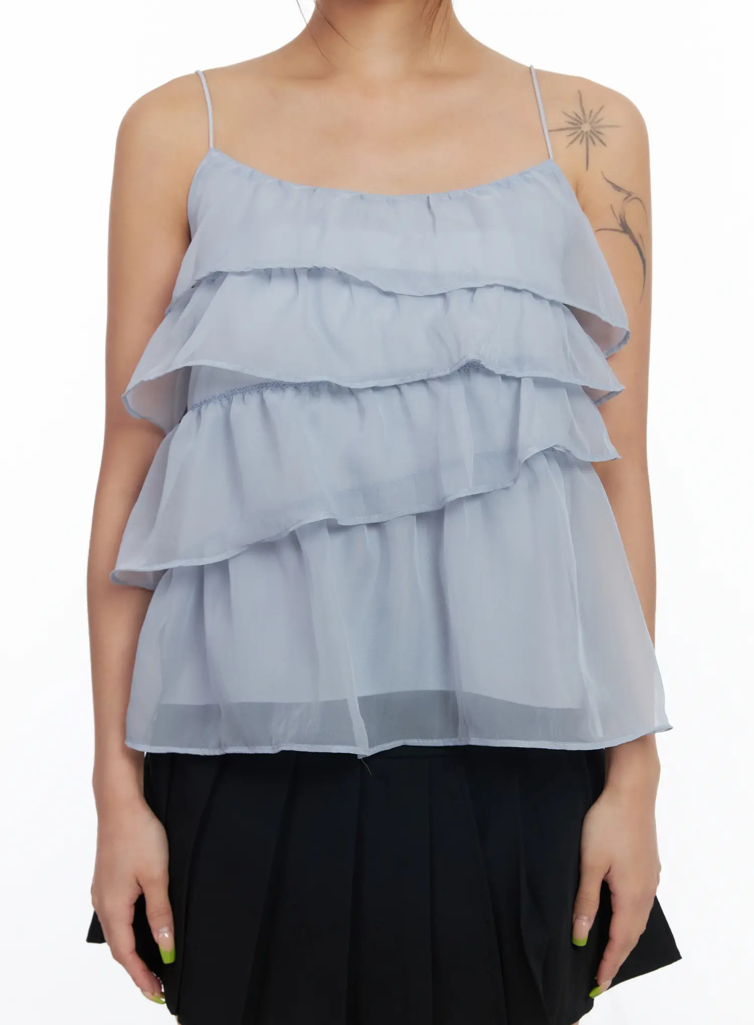 Sheer Ruffle Layered Cami Top CM520 - Image 4