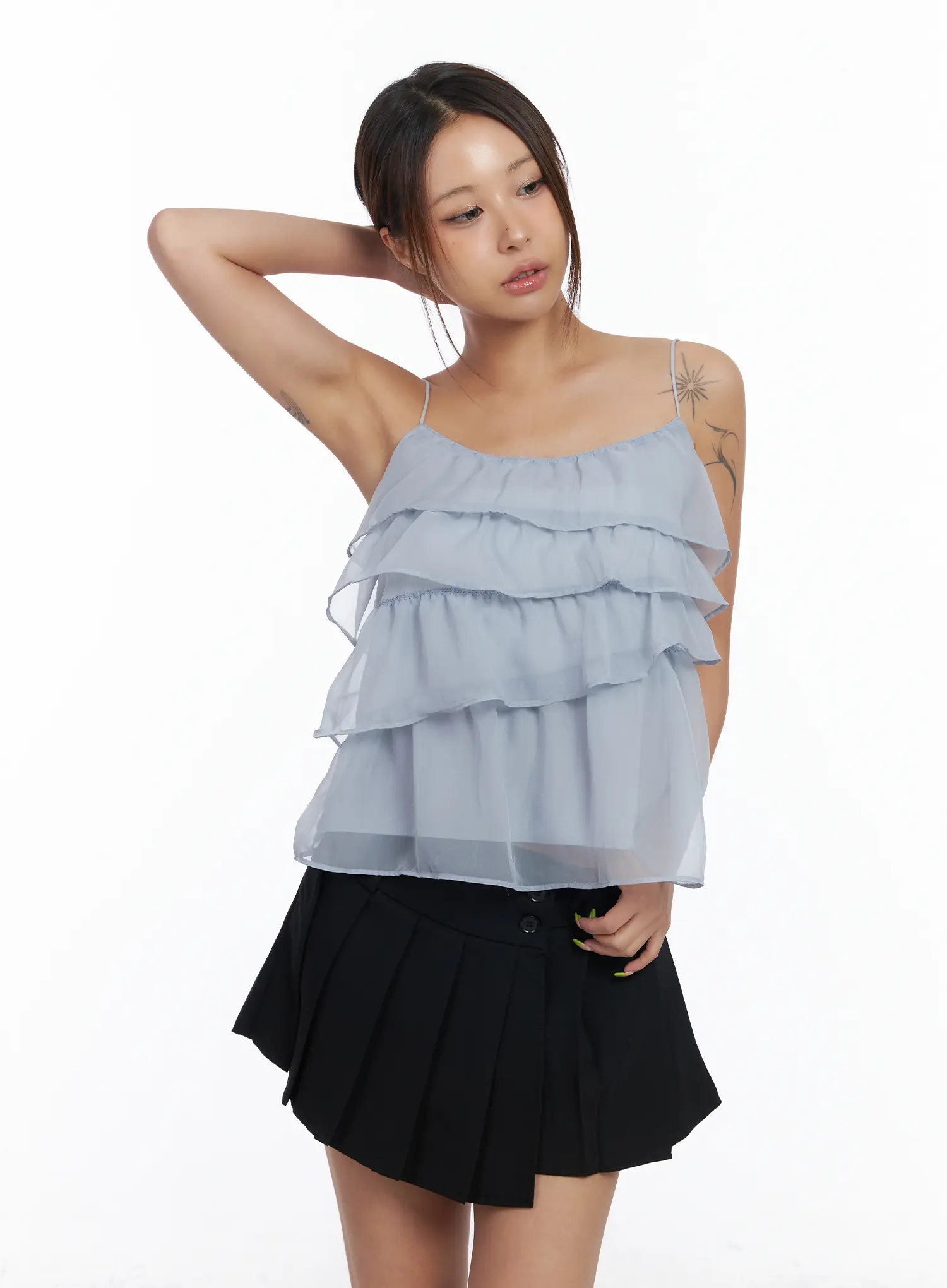 Sheer Ruffle Layered Cami Top CM520 - Image 5