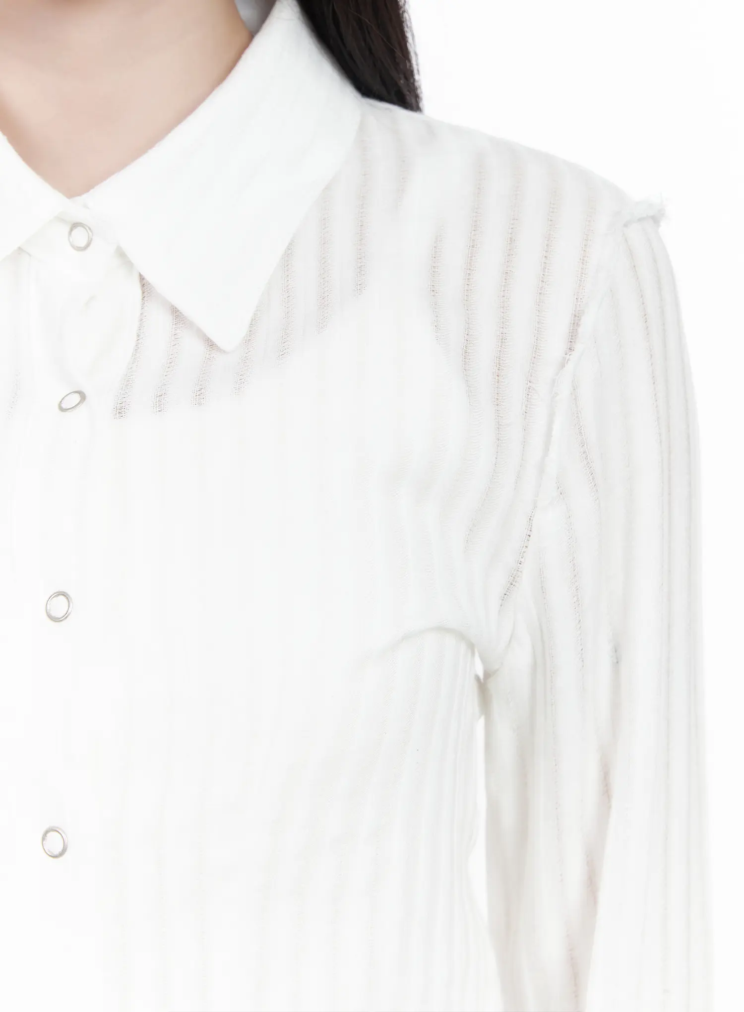 Sheer Striped Long Sleeve Shirt CF523 - Image 9