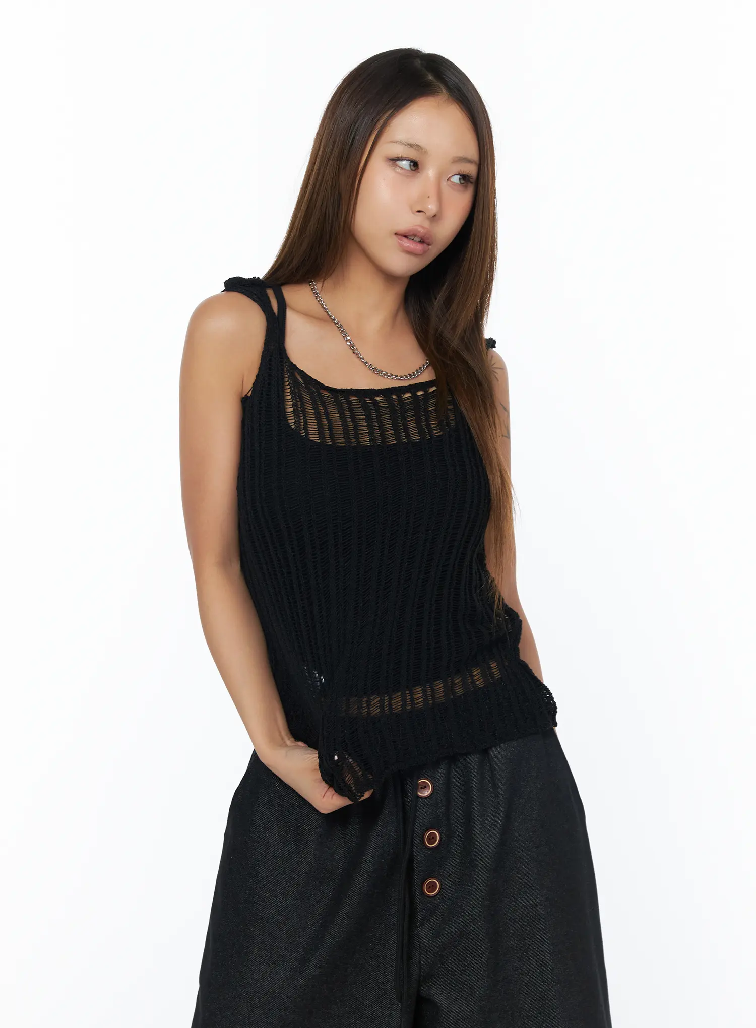 Sheer Summer Knit Sleeveless Top CA517 - Image 2