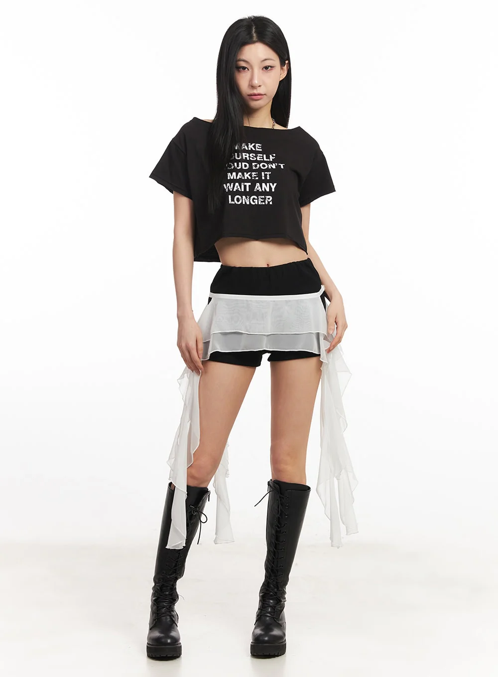 Sheer Tiered Ruffle Skirt CA514 - Image 2