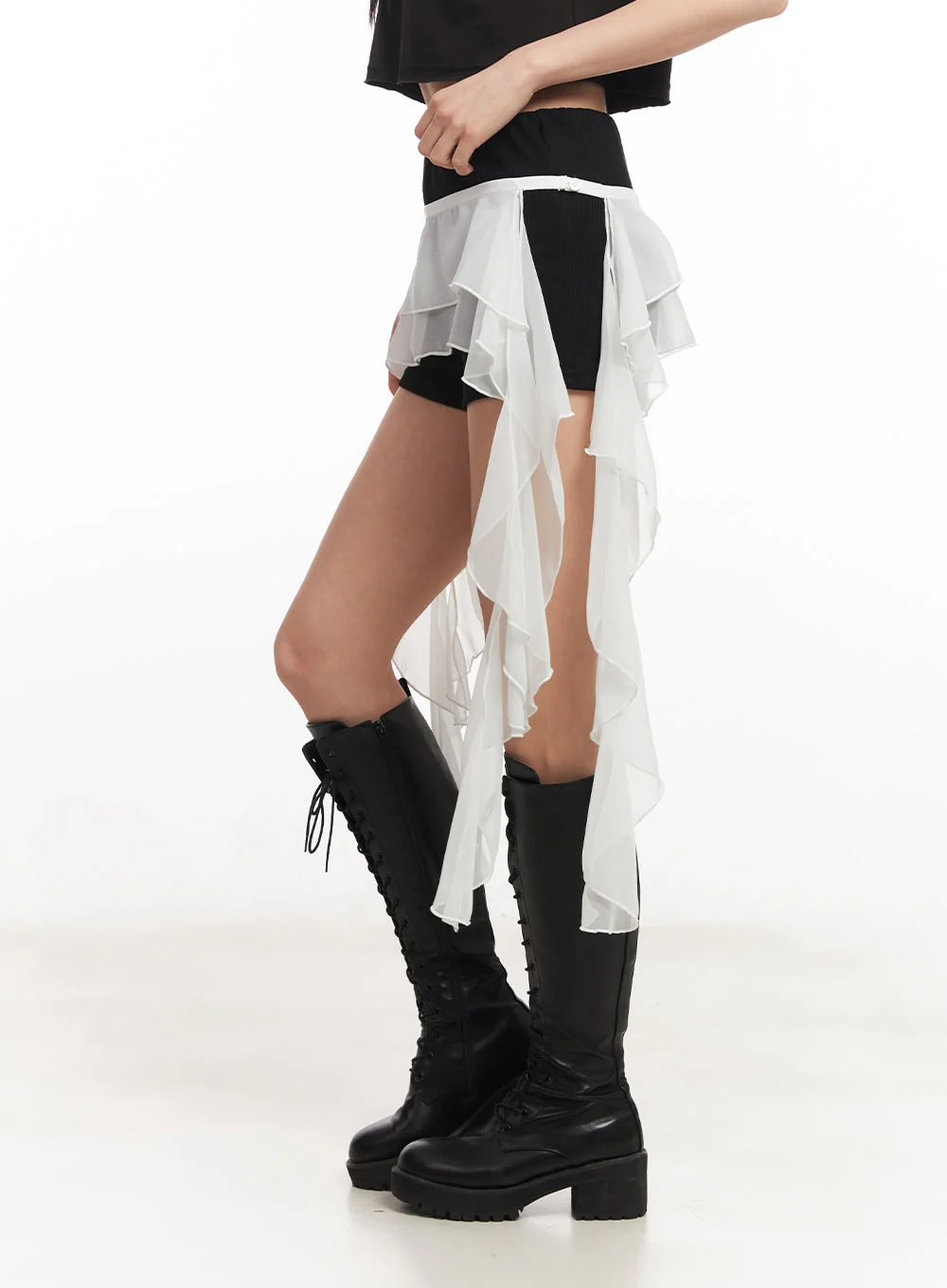 Sheer Tiered Ruffle Skirt CA514 - Image 3
