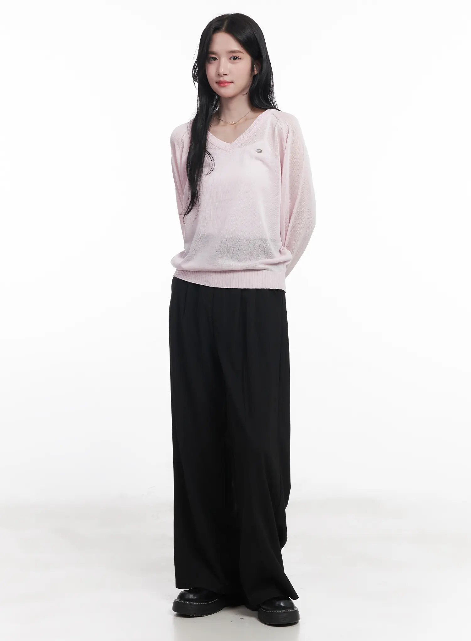 Sheer V-Neck Sweater CU523 - Image 2