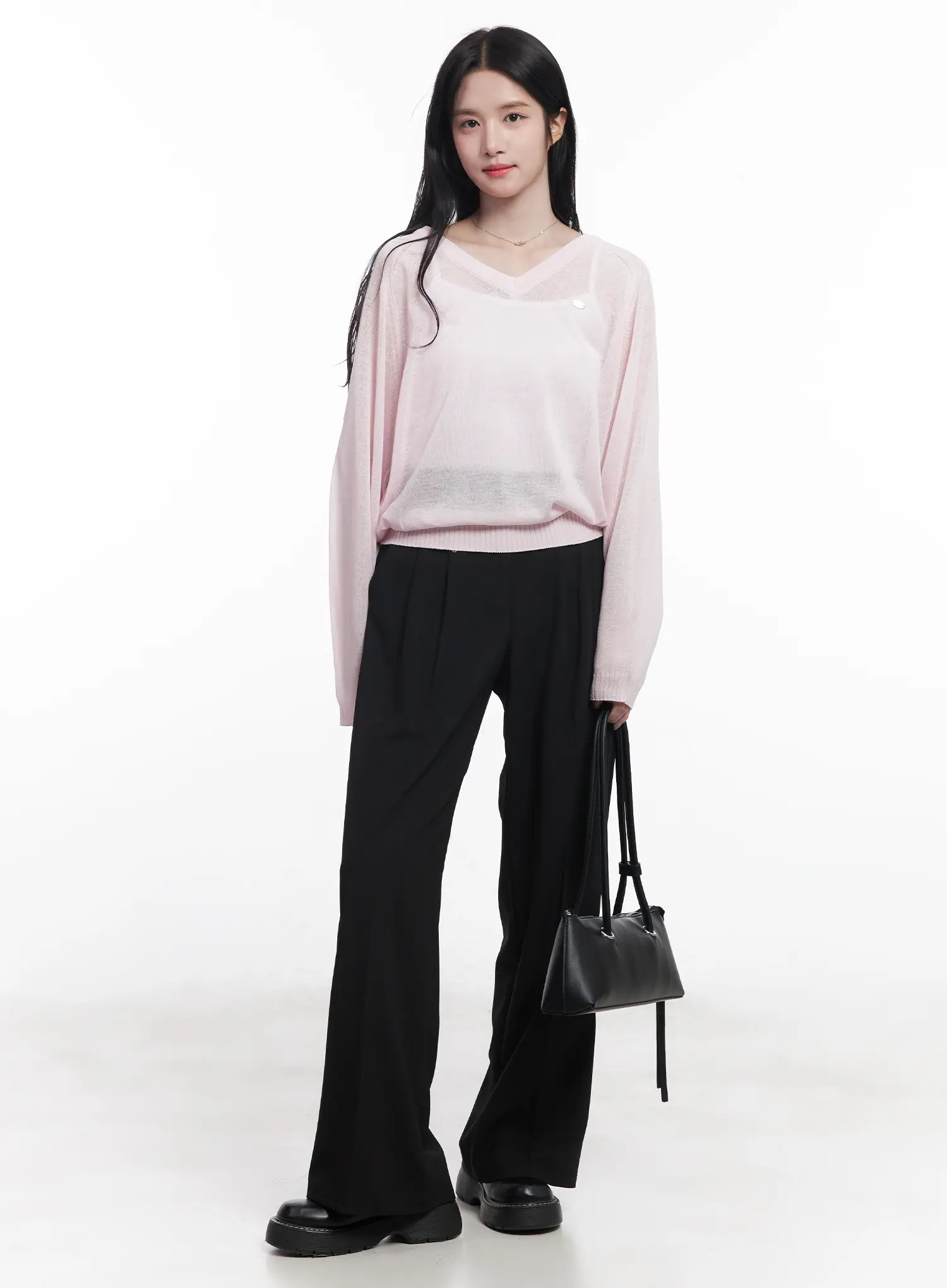 Sheer V-Neck Sweater CU523 - Image 8