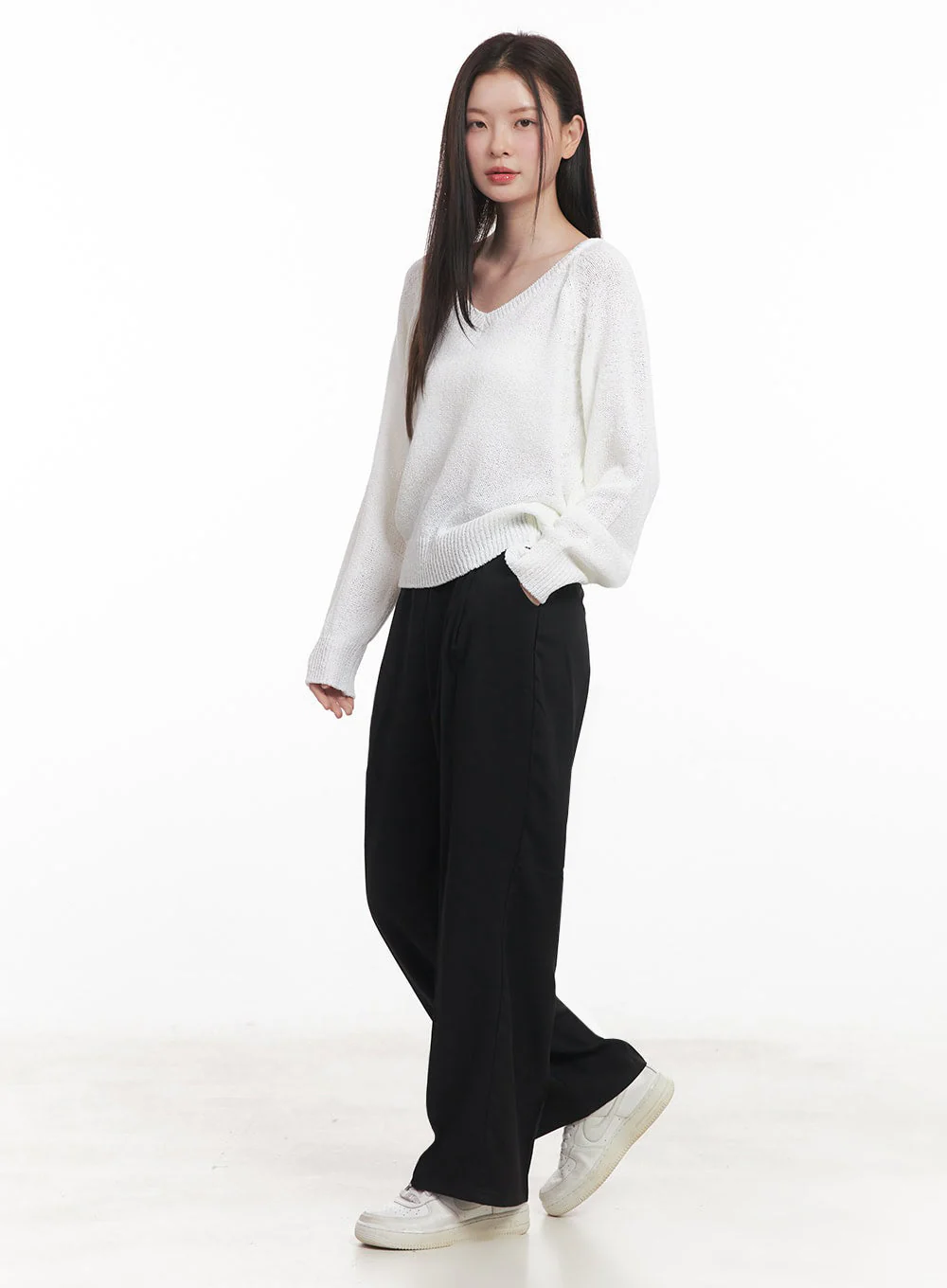 Sheer V-Neck Sweater Top IY509 - Image 12