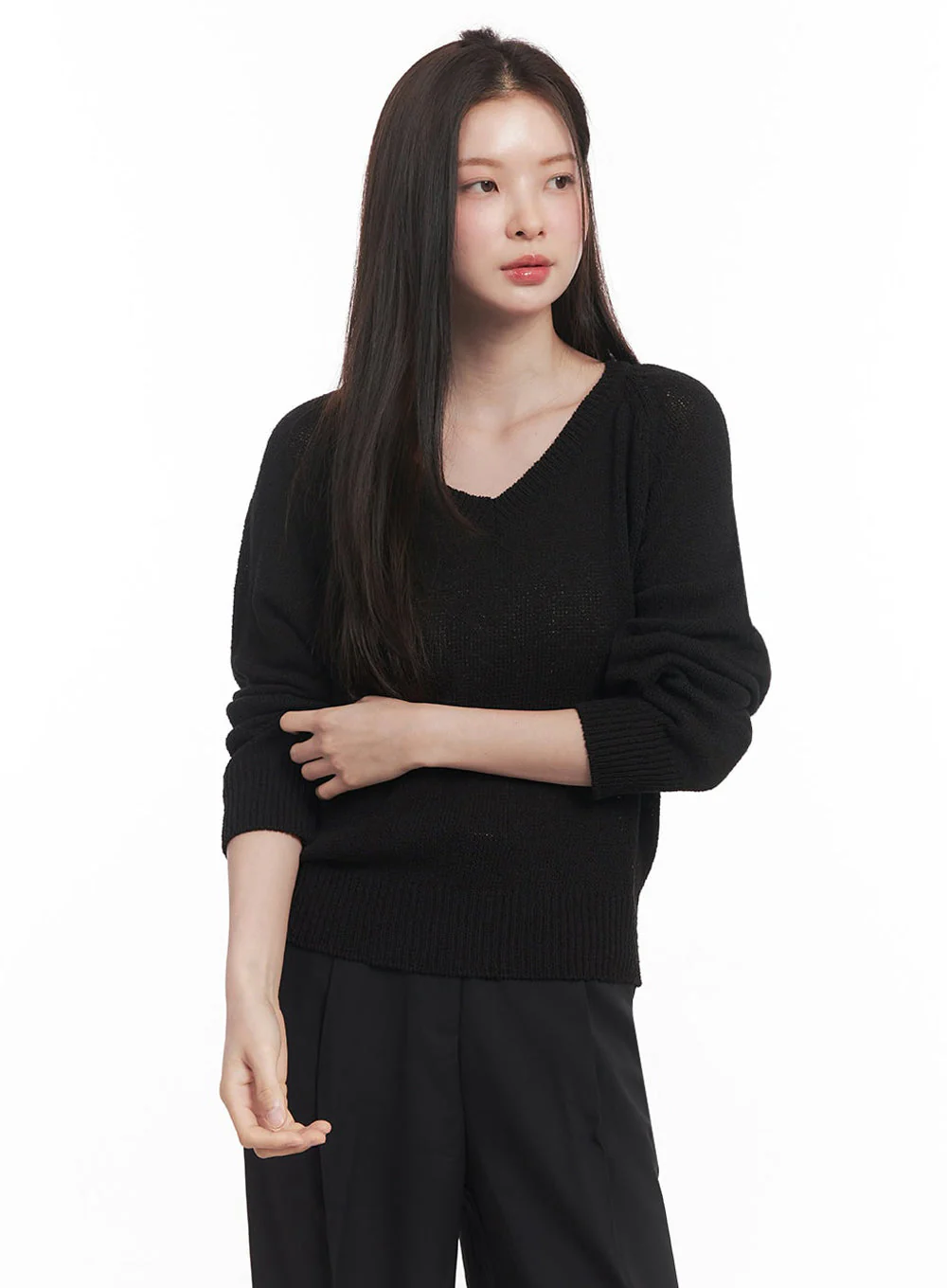 Sheer V-Neck Sweater Top IY509 - Image 16