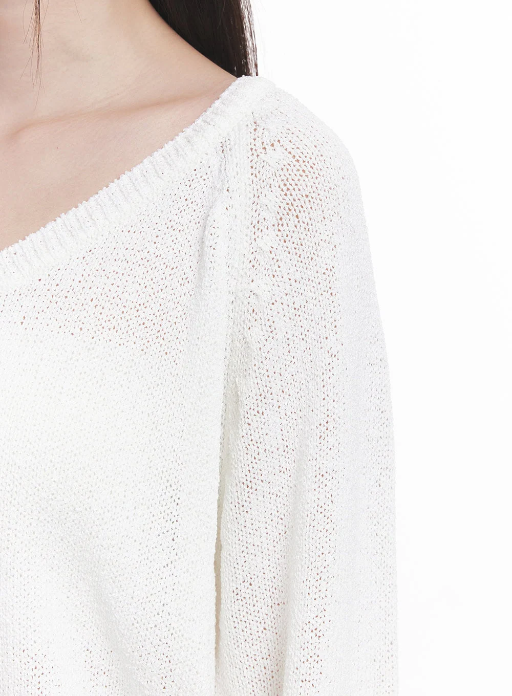 Sheer V-Neck Sweater Top IY509 - Image 4