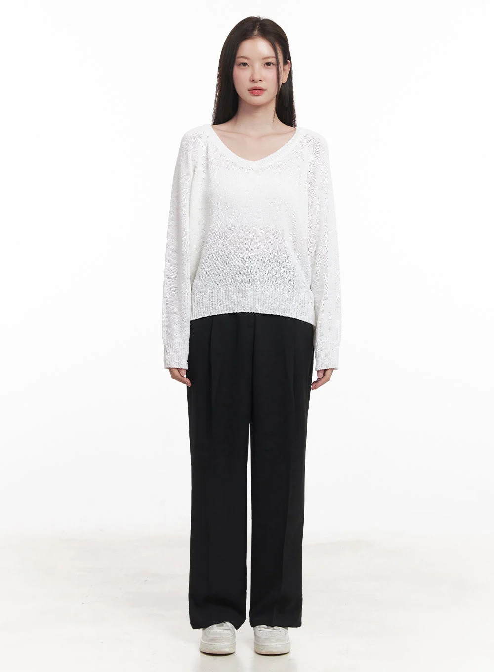 Sheer V-Neck Sweater Top IY509 - Image 5