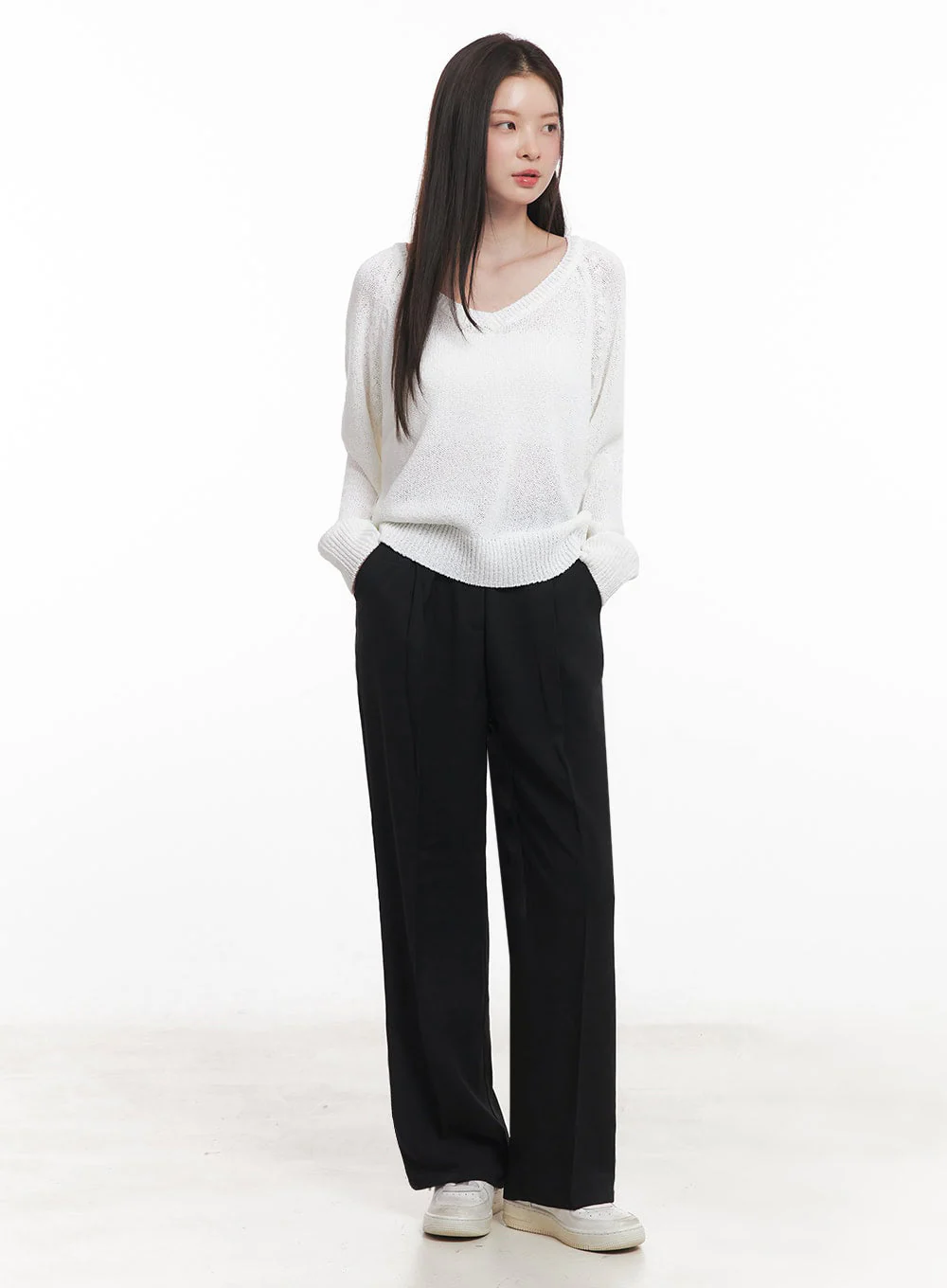 Sheer V-Neck Sweater Top IY509 - Image 6