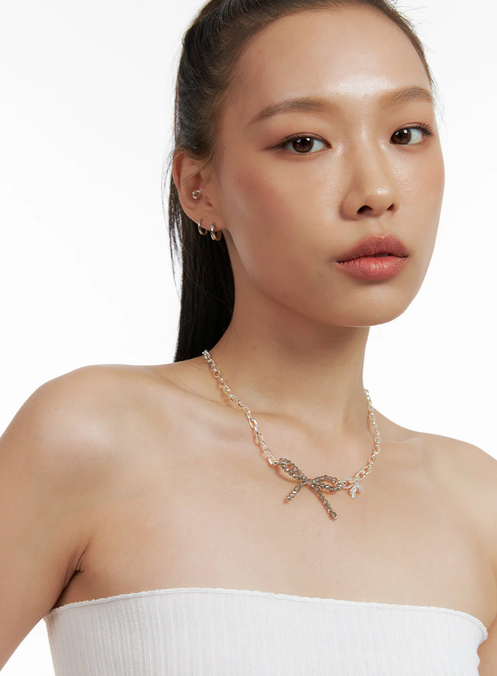 Shining Ribbon Necklace IL417 - Image 4