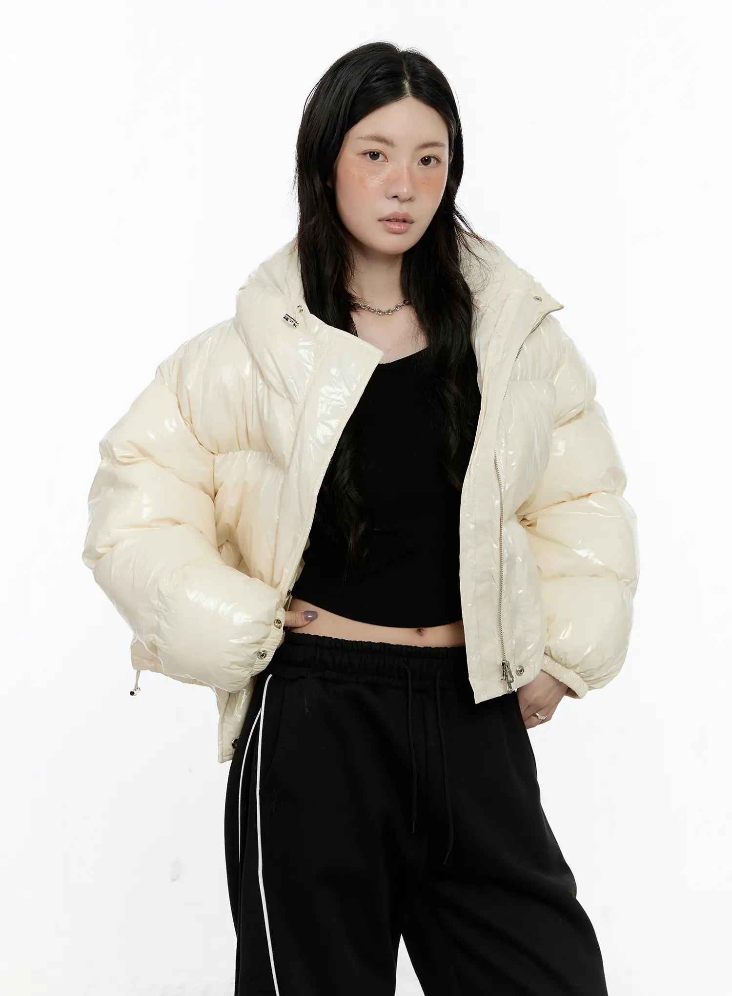 Shiny Hooded Puffer Jacket CN517 - Image 13