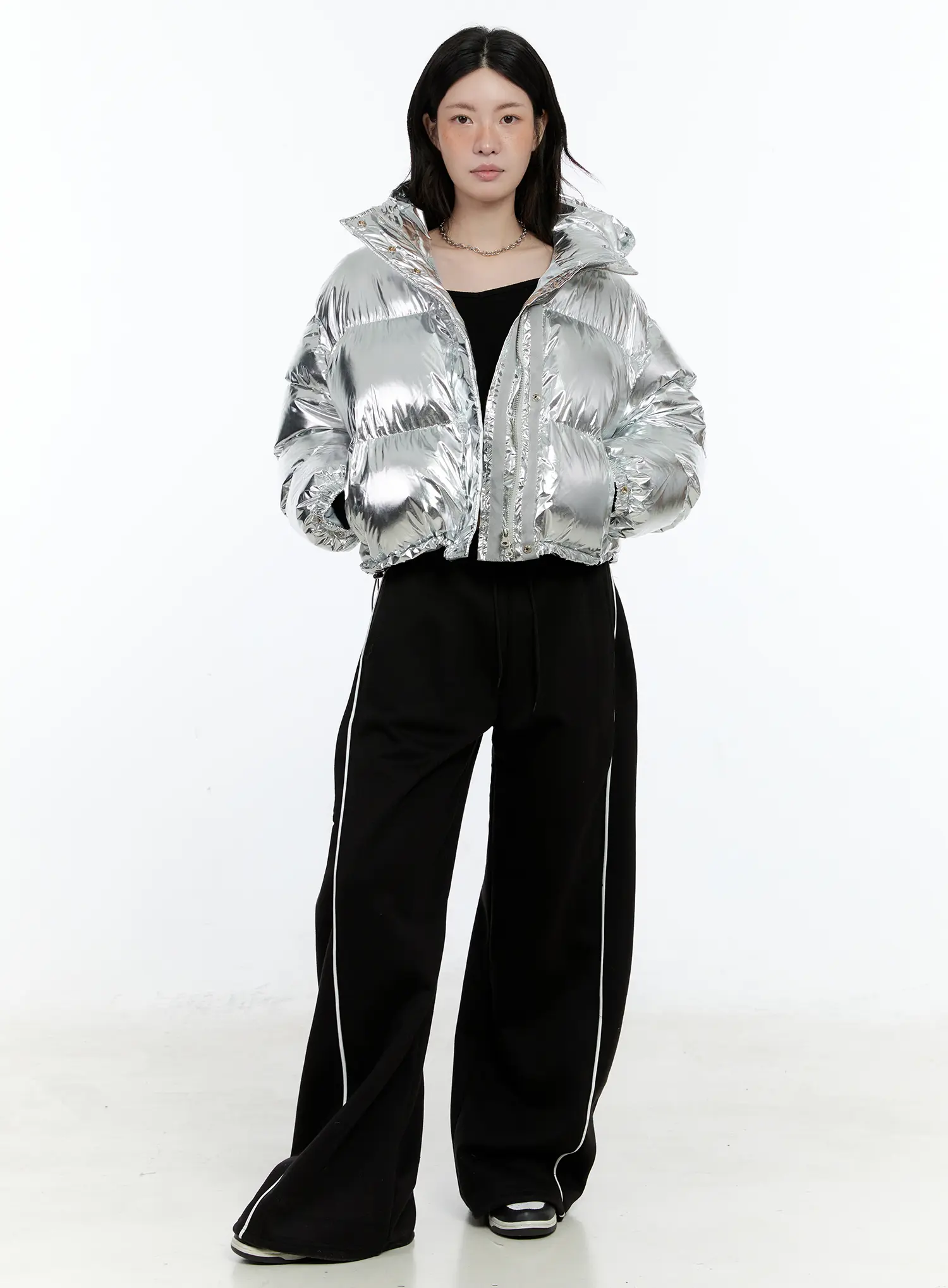 Shiny Hooded Puffer Jacket CN517 - Image 3