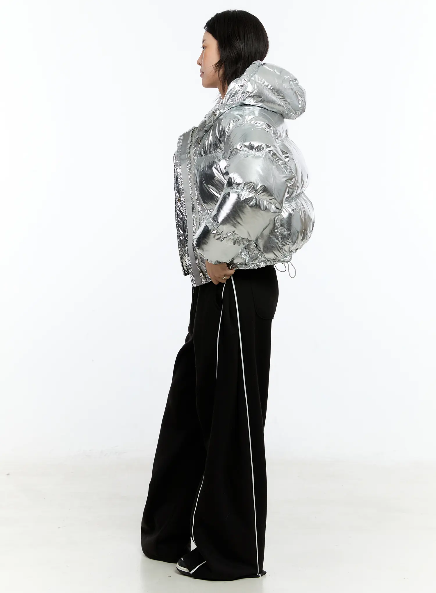 Shiny Hooded Puffer Jacket CN517 - Image 4