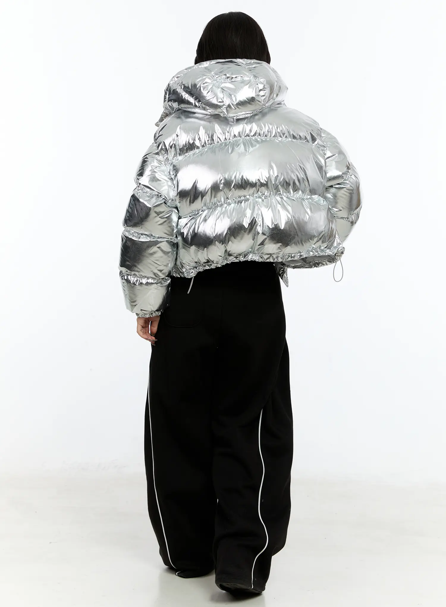 Shiny Hooded Puffer Jacket CN517 - Image 5