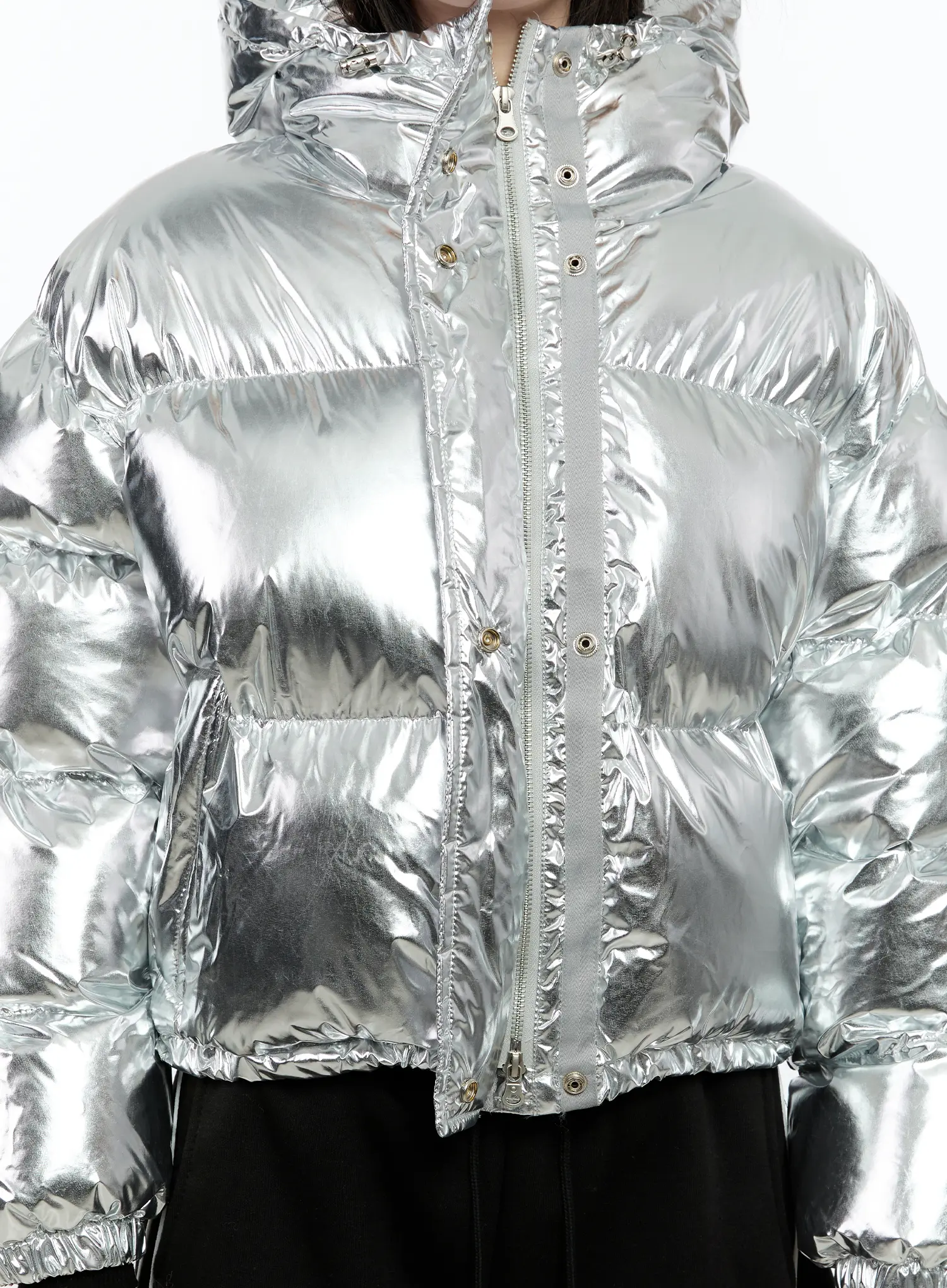 Shiny Hooded Puffer Jacket CN517 - Image 8