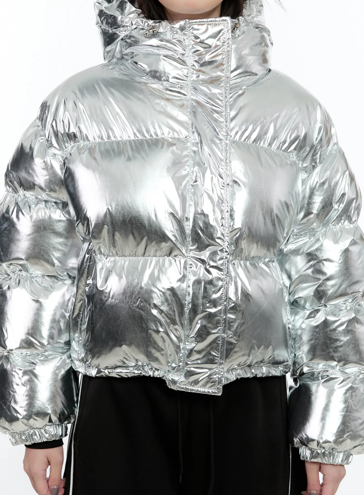 Shiny Hooded Puffer Jacket CN517 - Image 9