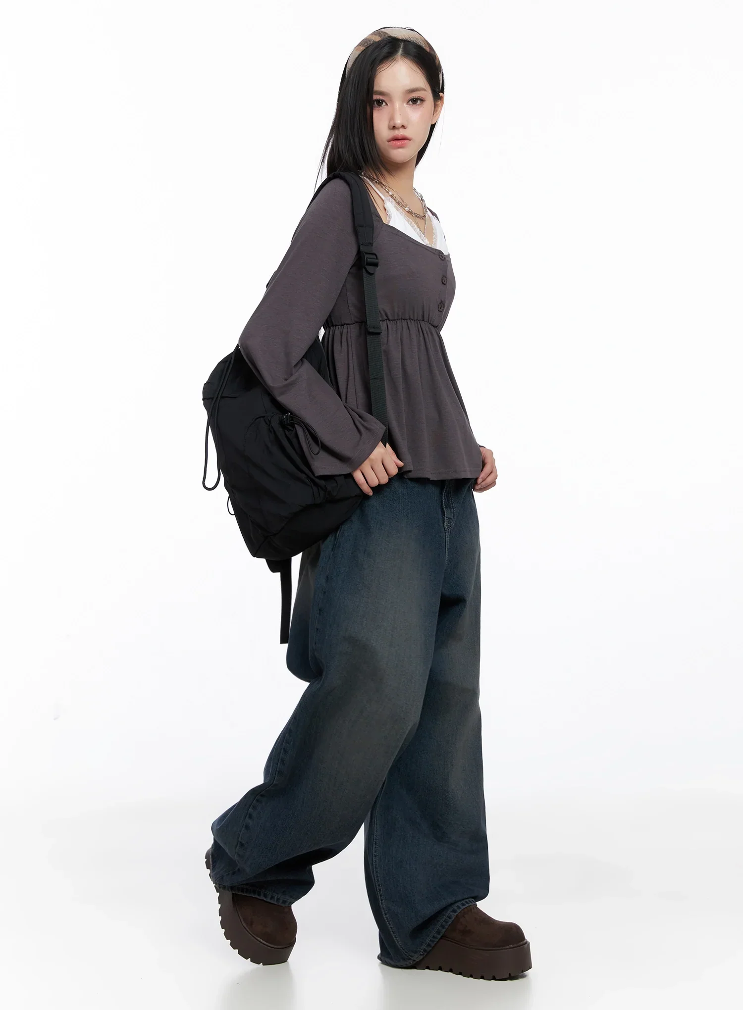 Shirred Flowy Buttoned Long Sleeve IS525 - Image 11