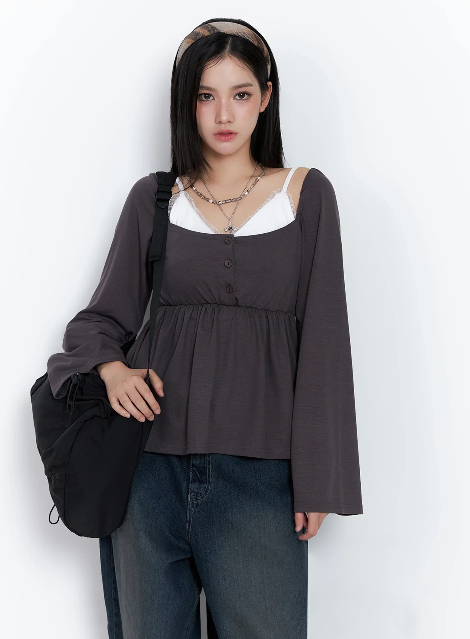 Shirred Flowy Buttoned Long Sleeve IS525 - Image 12