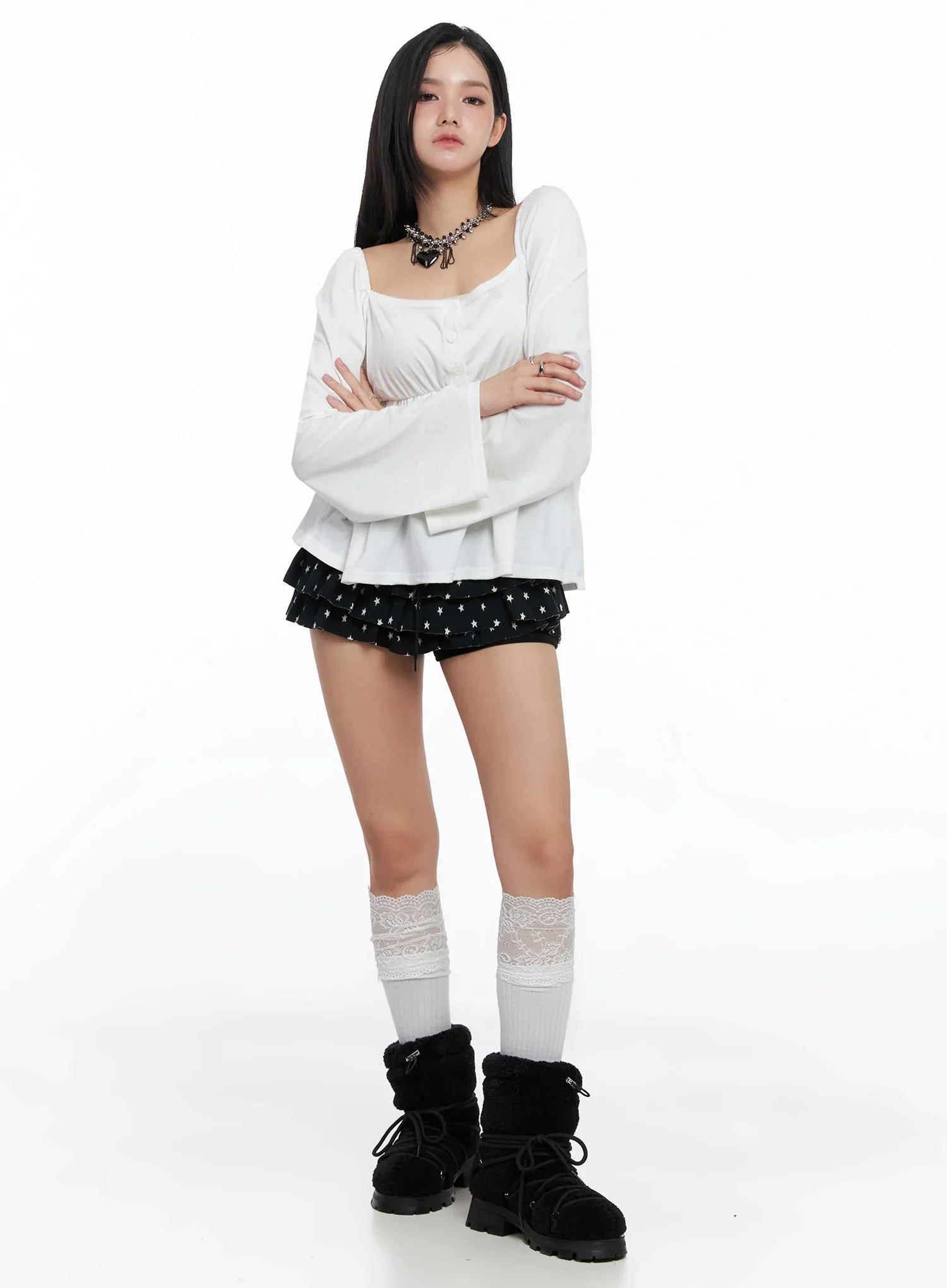 Shirred Flowy Buttoned Long Sleeve IS525 - Image 13