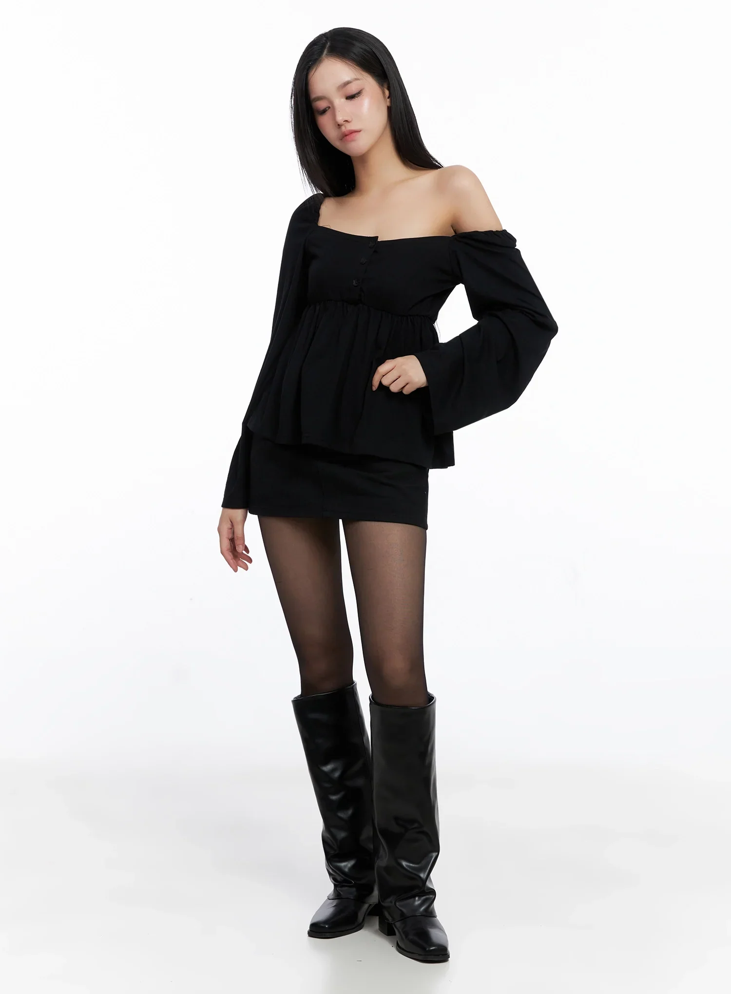 Shirred Flowy Buttoned Long Sleeve IS525 - Image 14
