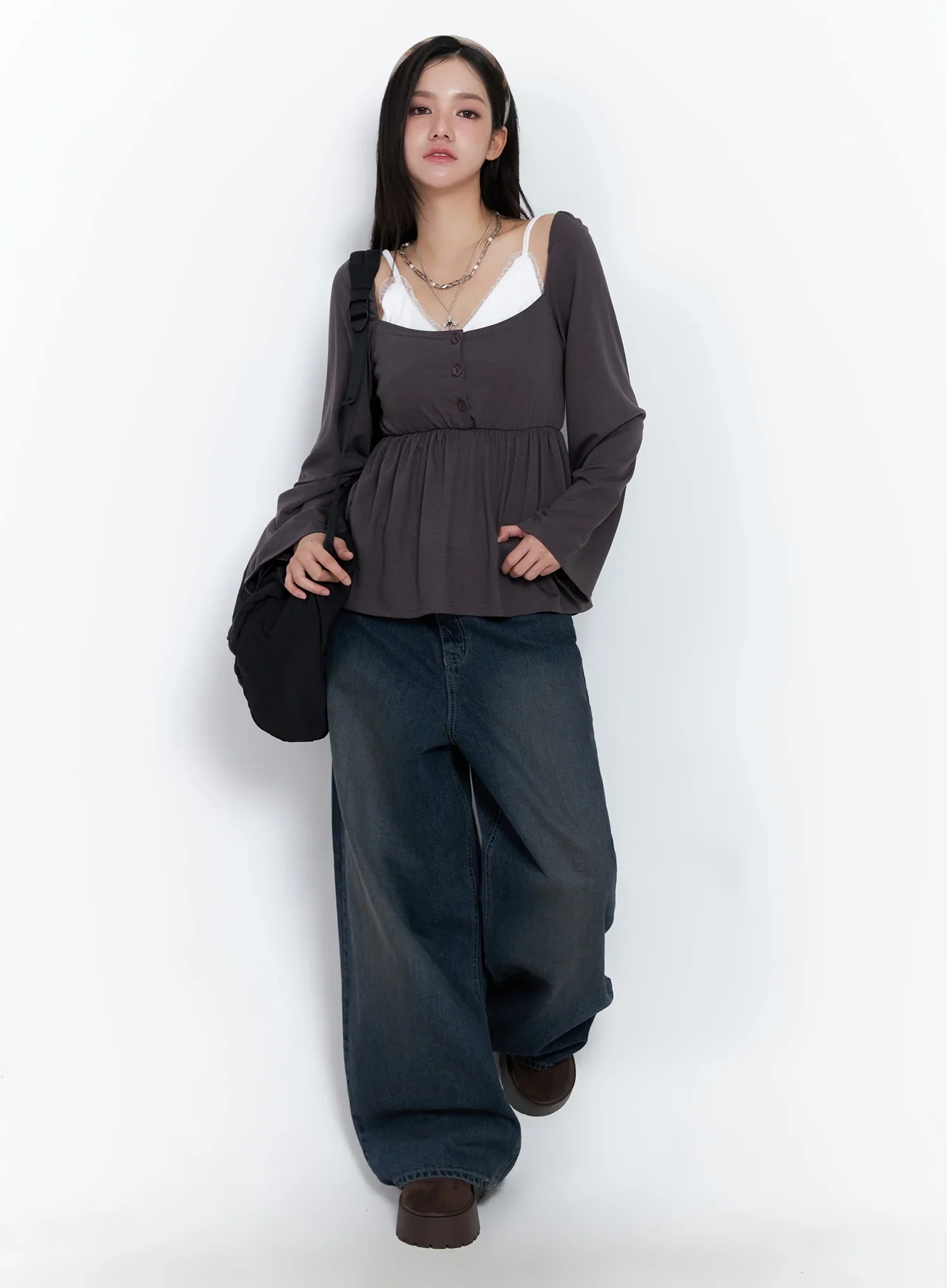 Shirred Flowy Buttoned Long Sleeve IS525 - Image 2