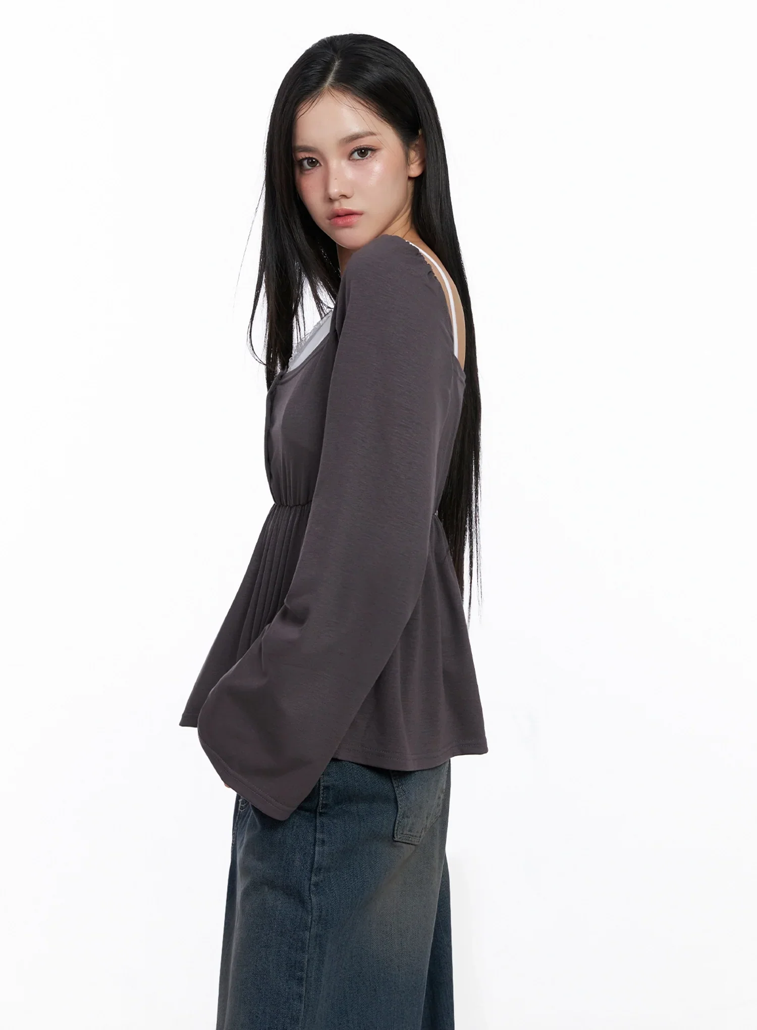 Shirred Flowy Buttoned Long Sleeve IS525 - Image 5