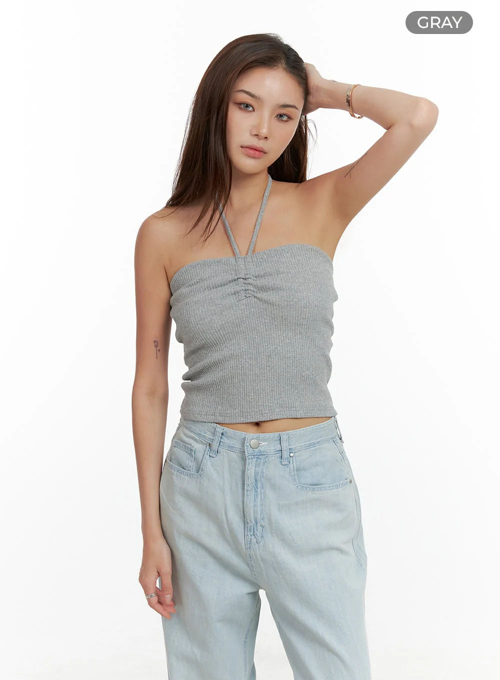 Shirred Halter Neck Crop Tube Top CL404 - Image 8