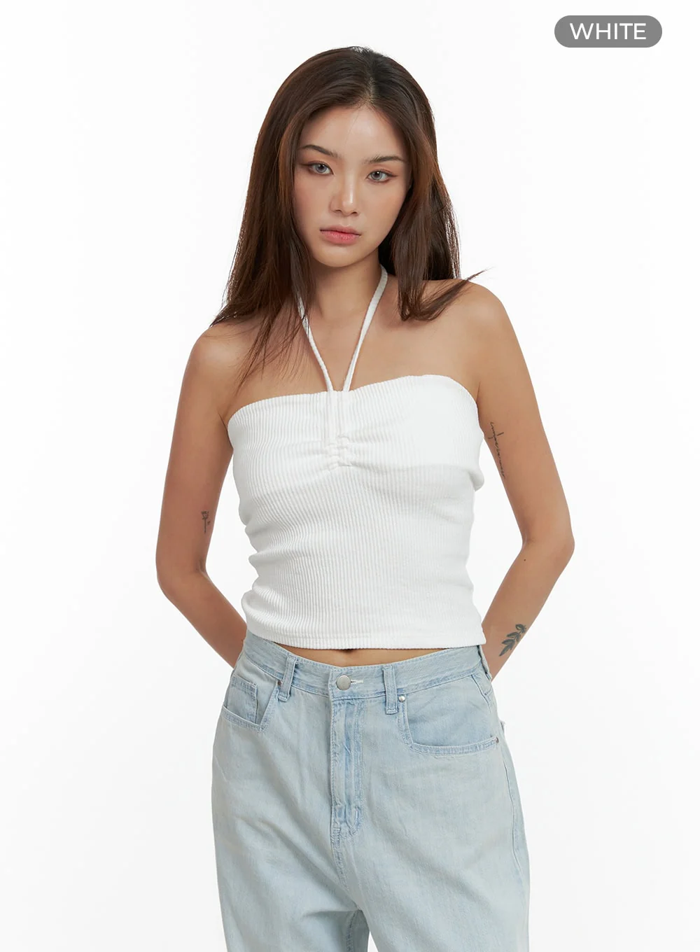 Shirred Halter Neck Crop Tube Top CL404 - Image 9