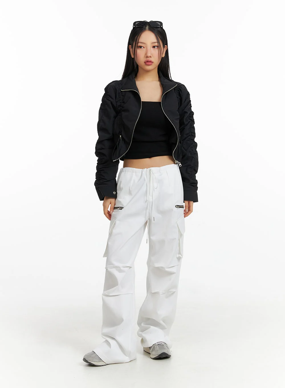Shirred Nylon Crop Jacket CF414 - Image 3