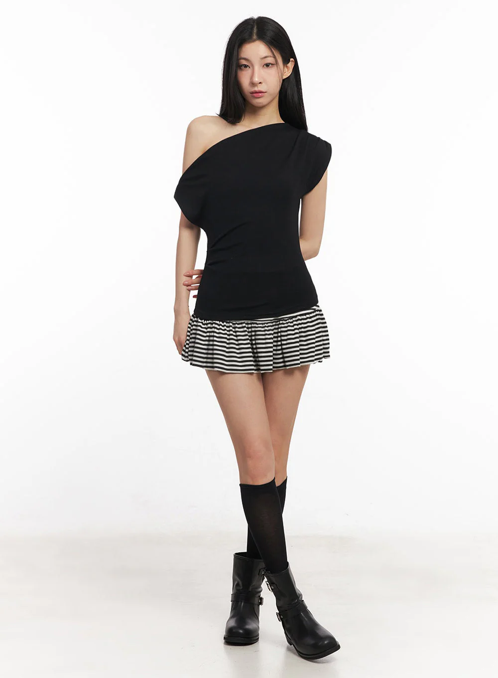 Shirred One-Shoulder Top IY529 - Image 3