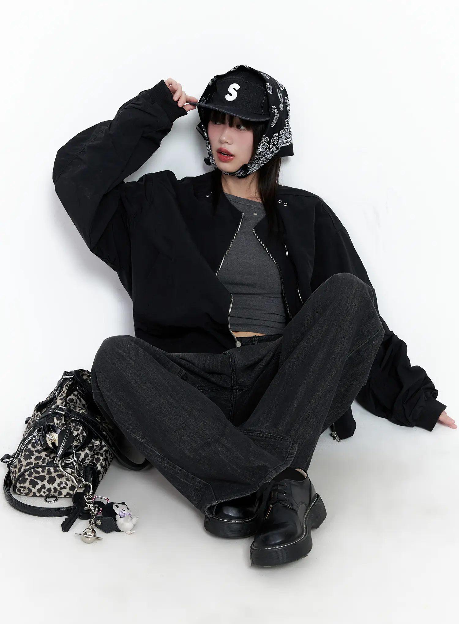 Shirred Oversized Bomber Jacket CG519