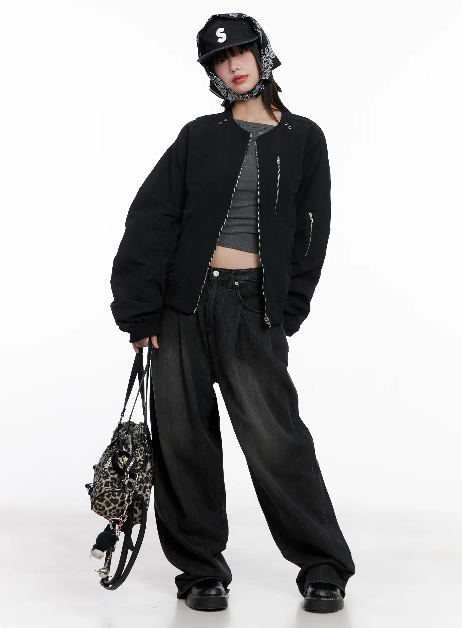 Shirred Oversized Bomber Jacket CG519 - Image 3