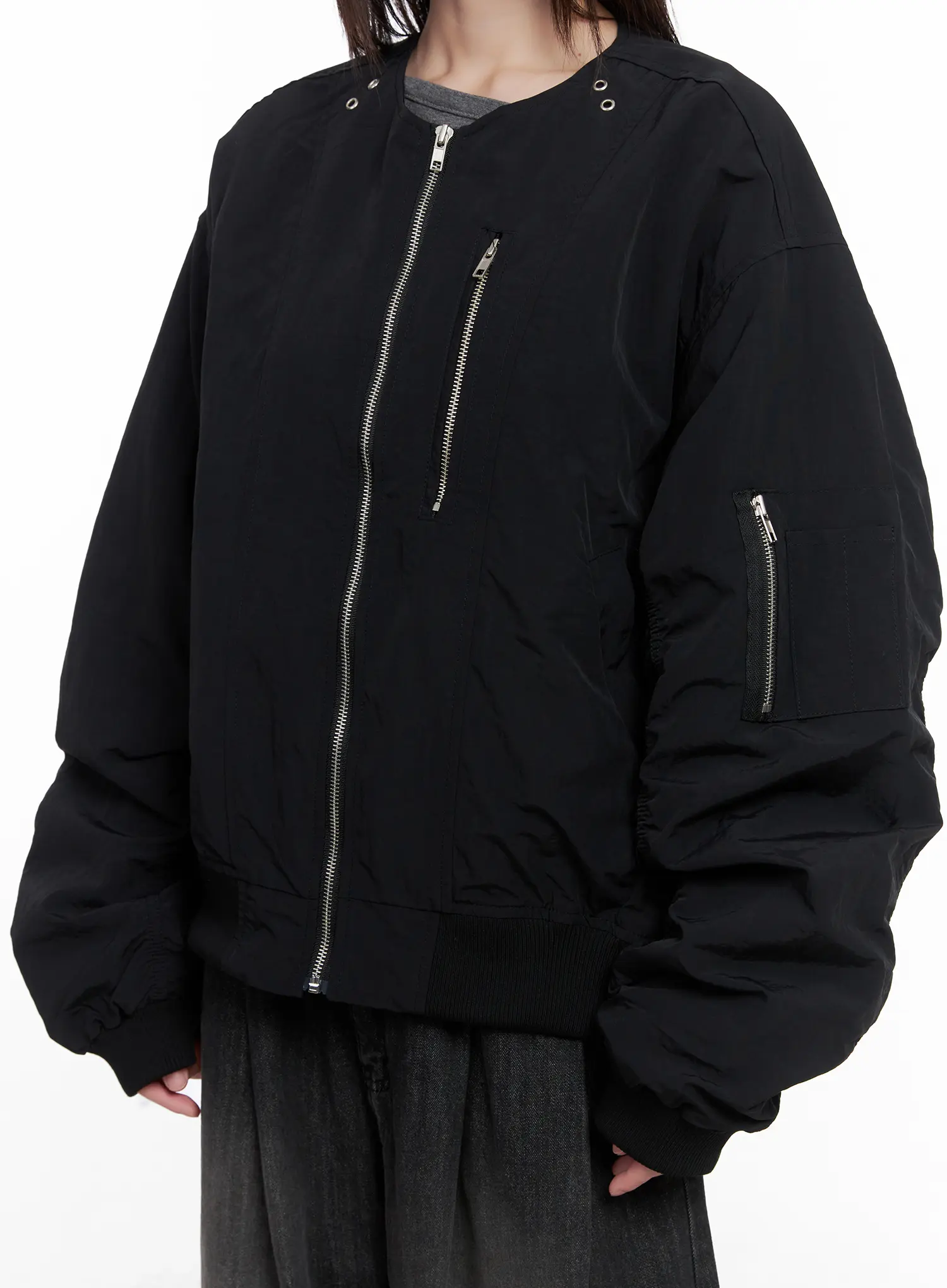 Shirred Oversized Bomber Jacket CG519 - Image 4