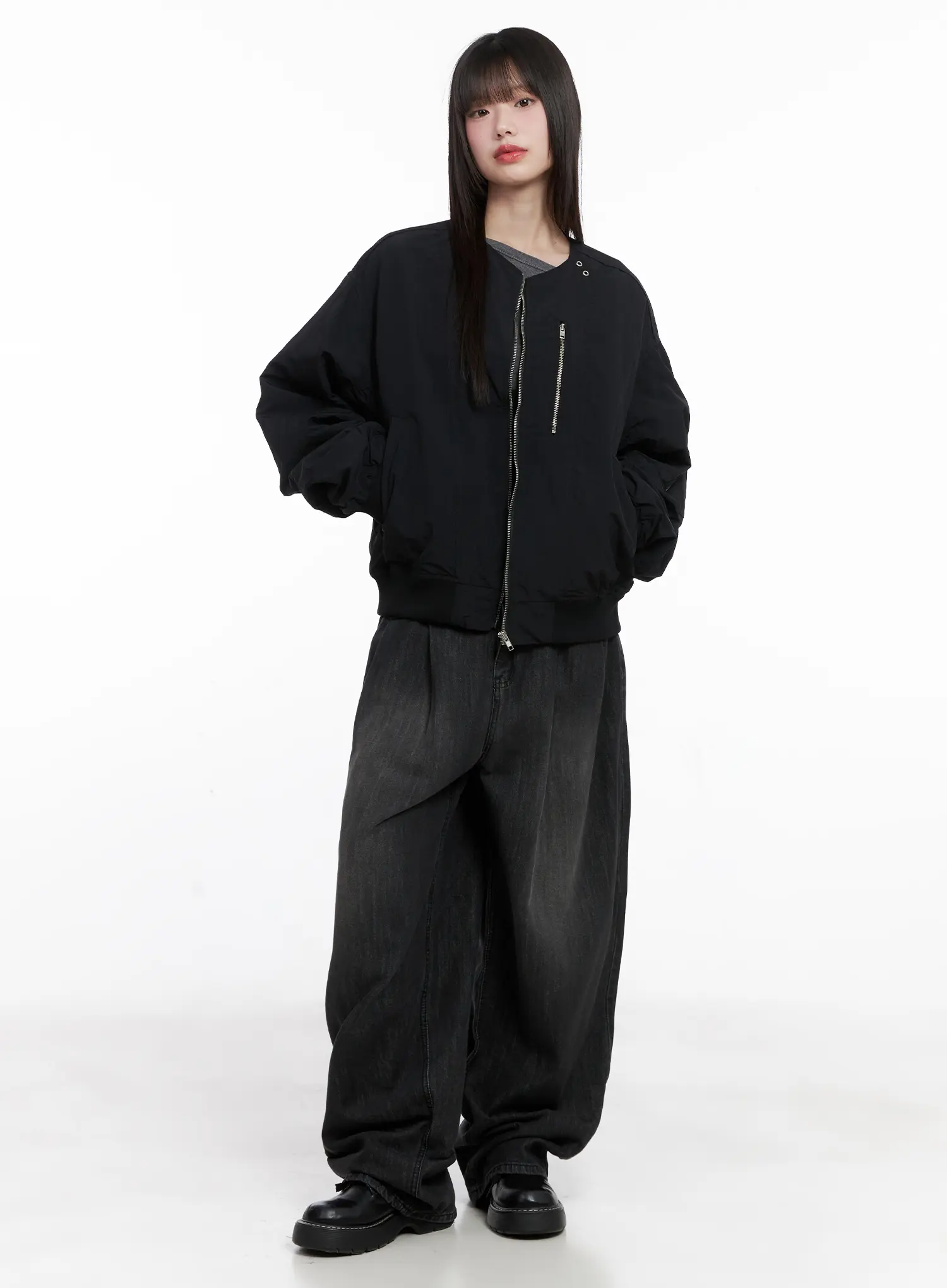 Shirred Oversized Bomber Jacket CG519 - Image 6