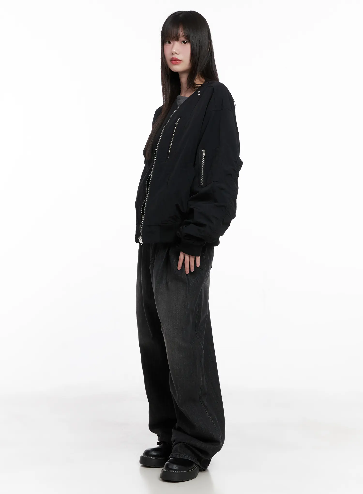 Shirred Oversized Bomber Jacket CG519 - Image 8