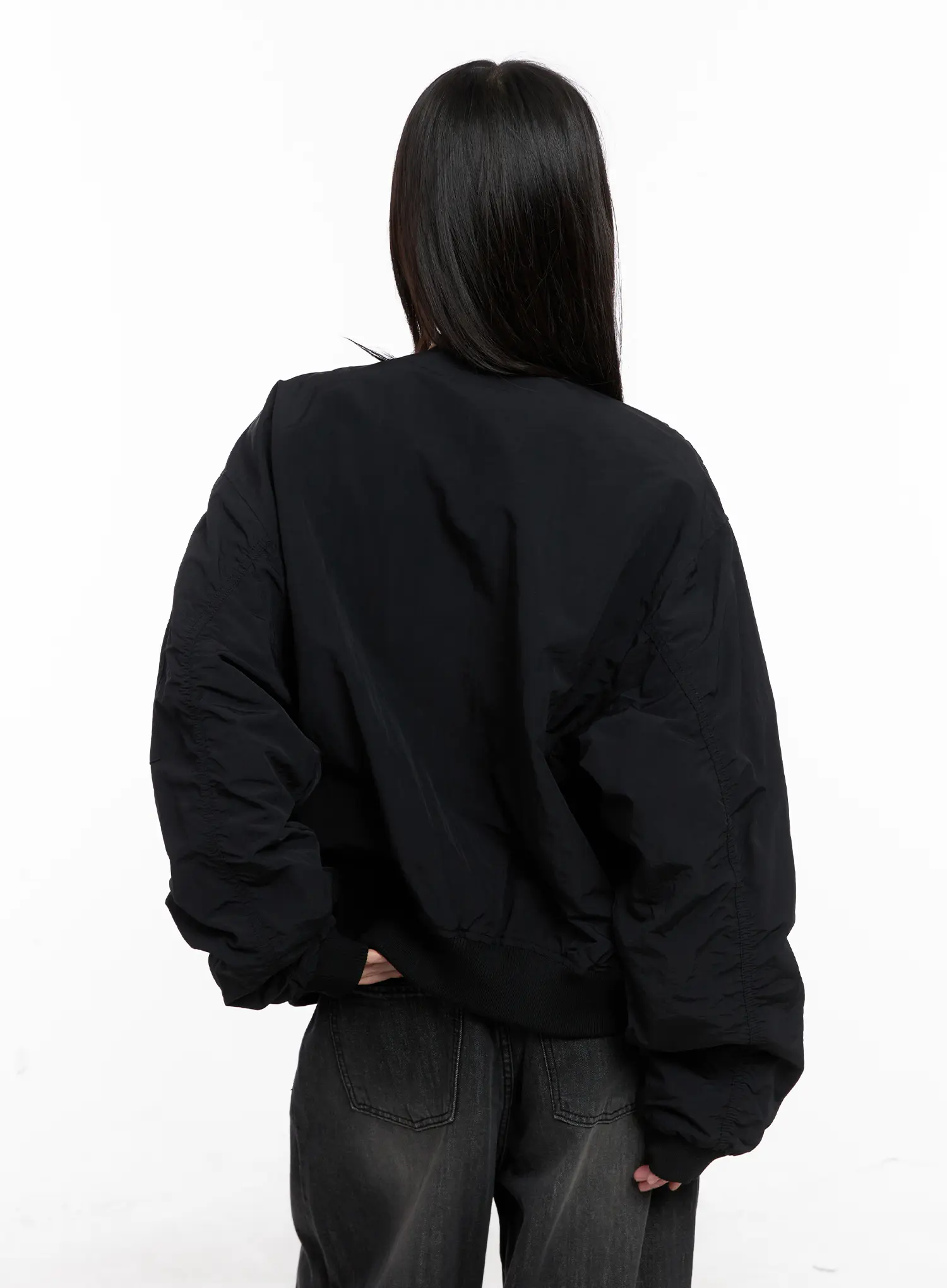 Shirred Oversized Bomber Jacket CG519 - Image 9