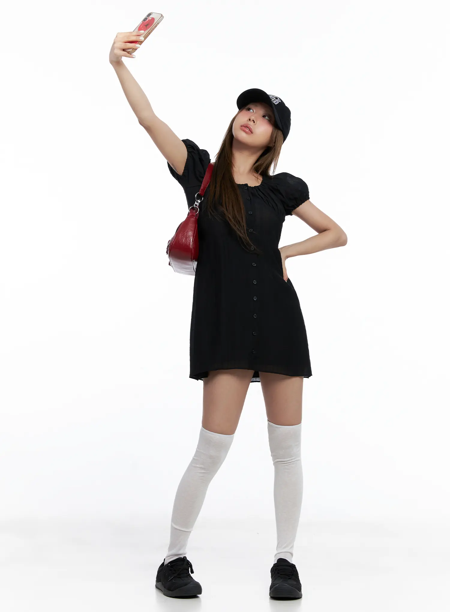 Shirred Puff-Sleeve Mini Dress CL510