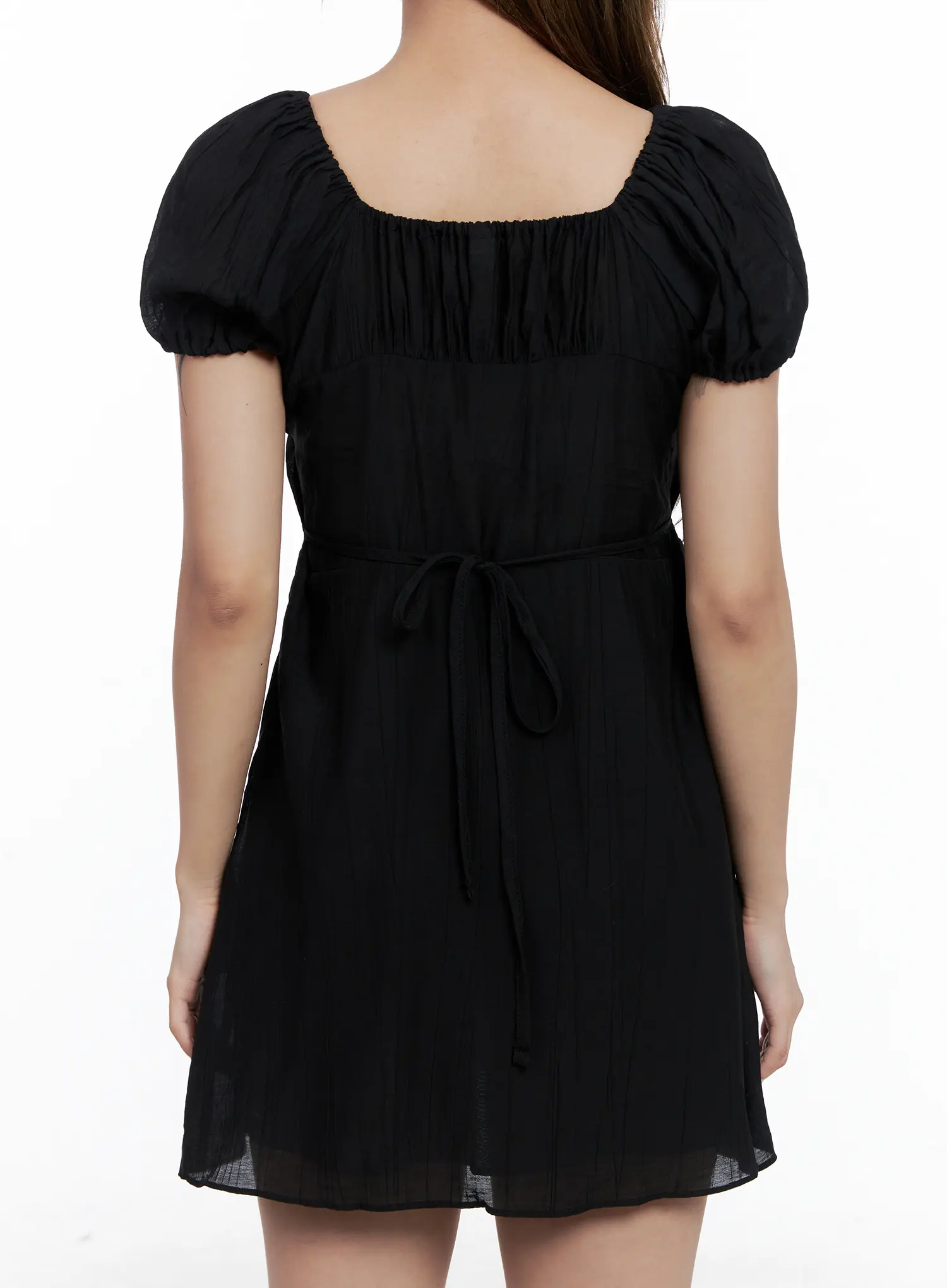 Shirred Puff-Sleeve Mini Dress CL510 - Image 7