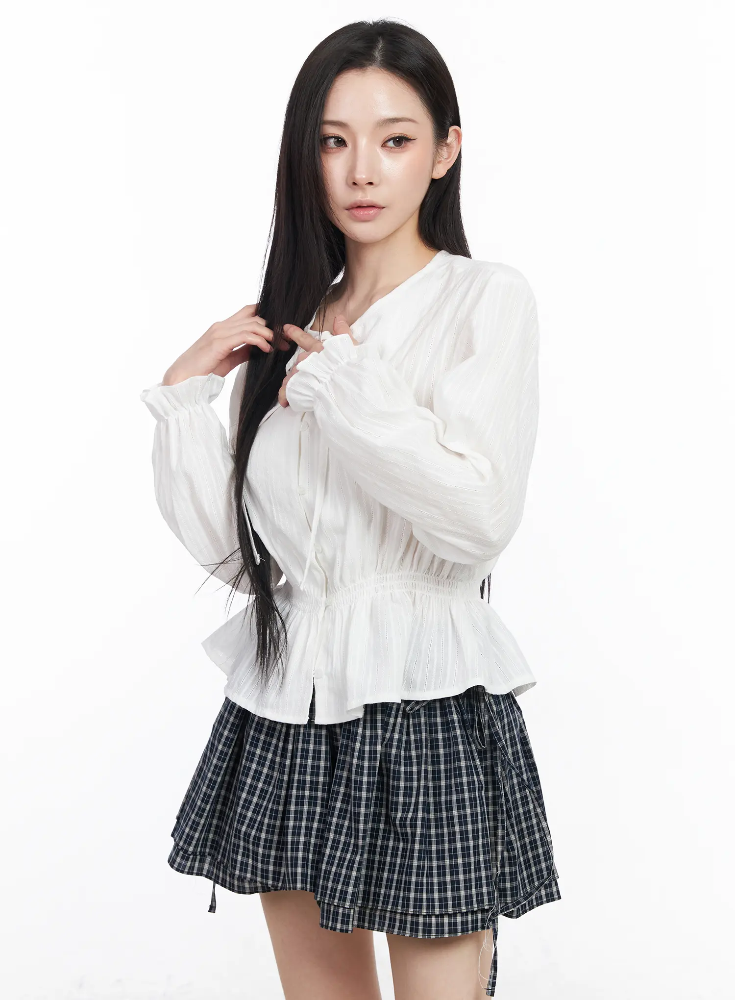 Shirred Ribbon Blouse CM519