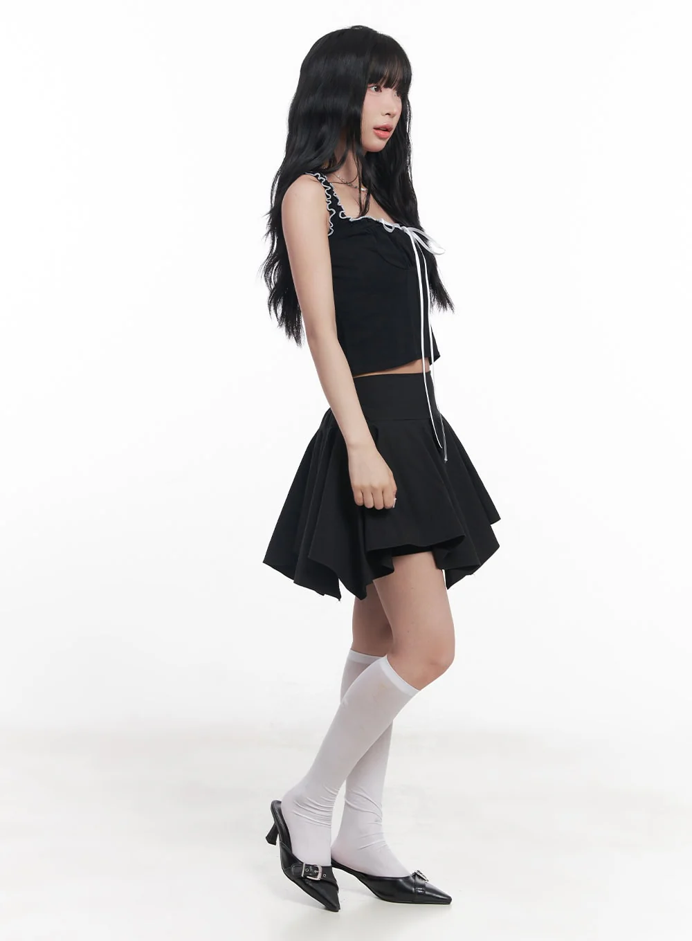 Shirred Ribbon Crop Tank Top CY527 - Image 4